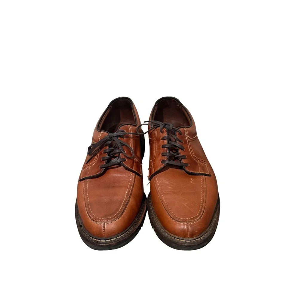 Allen Edmonds Wilbert Mens Tan Leather Split‎ Toe Derby Shoe Handcrafted USA 8.5